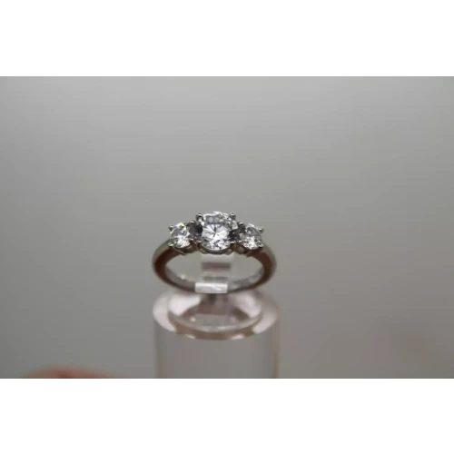 Signed FC .925 S.S. SUPER SPARKLY CZ 3 STONE ring  size 4