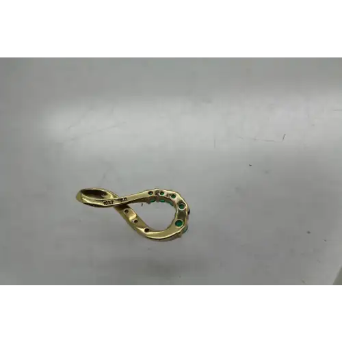 Signed F.D. 10k Y.G. DIAMOND & EMERALD INFINITY DESIGN pendant