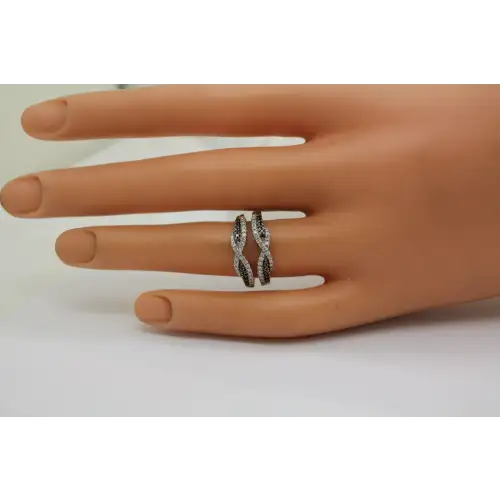 Signed FD 14k .66ctw BLACK & WHITE DIAMOND RING ENHANCER size 6.25 #