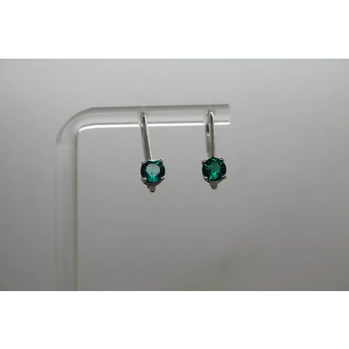 Signed F.D. .925 S.S. EMERALD & DIAMOND HIDDEN HALO drop earrings