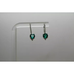 Signed F.D. .925 S.S. EMERALD & DIAMOND HIDDEN HALO drop earrings