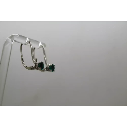 Signed F.D. .925 S.S. EMERALD & DIAMOND HIDDEN HALO drop earrings