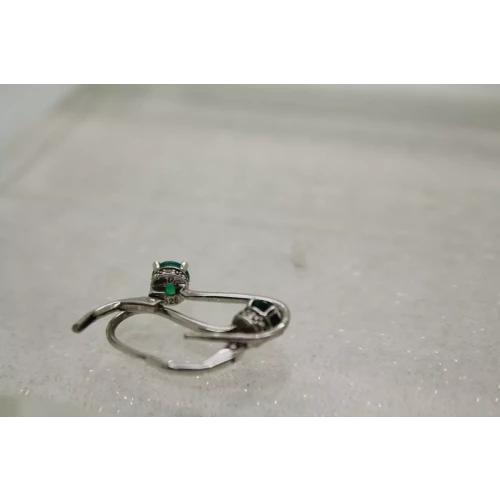 Signed F.D. .925 S.S. EMERALD & DIAMOND HIDDEN HALO drop earrings