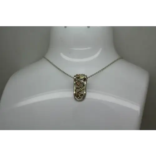 Signed FD .925 S.S. TRI-COLOR GRAPEVINE FILIGREE DESIGN necklace