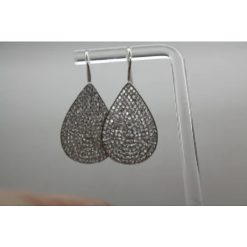 Signed FZN .925 S.S. PAVE CRYSTALS TEARDROP earrings