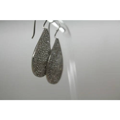 Signed FZN .925 S.S. PAVE CRYSTALS TEARDROP earrings