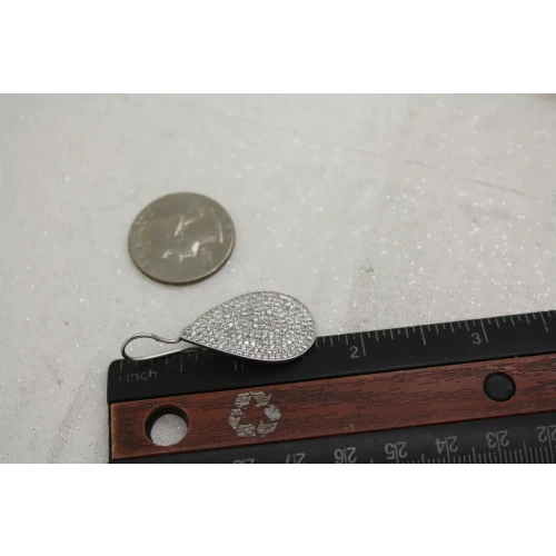 Signed FZN .925 S.S. PAVE CRYSTALS TEARDROP earrings