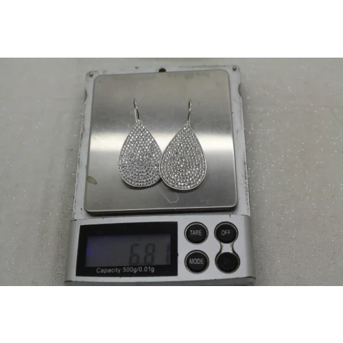 Signed FZN .925 S.S. PAVE CRYSTALS TEARDROP earrings