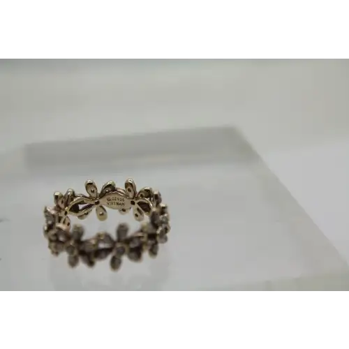 Signed Gold Over .925 S.S. CZ FLOWER BAND ring size 9 # (3)