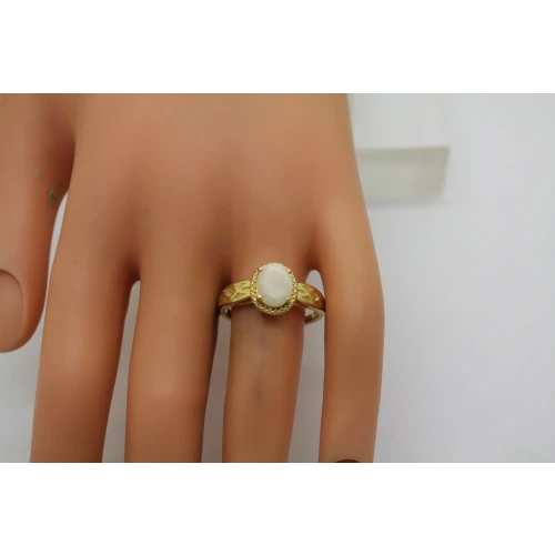 Signed Gold Over .925 S.S. WHITE OPAL SOLITAIRE ring size 10 #