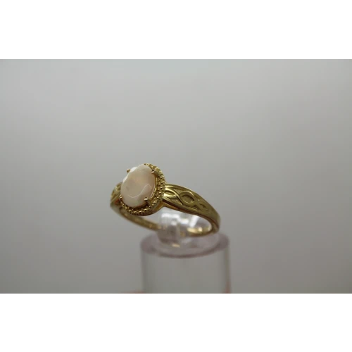 Signed Gold Over .925 S.S. WHITE OPAL SOLITAIRE ring size 10 #