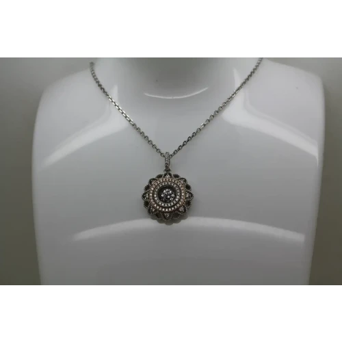Signed GOT .925 S.S. TWO TONE STONE IN MOTION pendant necklace 18