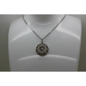 Signed GOT .925 S.S. TWO TONE STONE IN MOTION pendant necklace 18