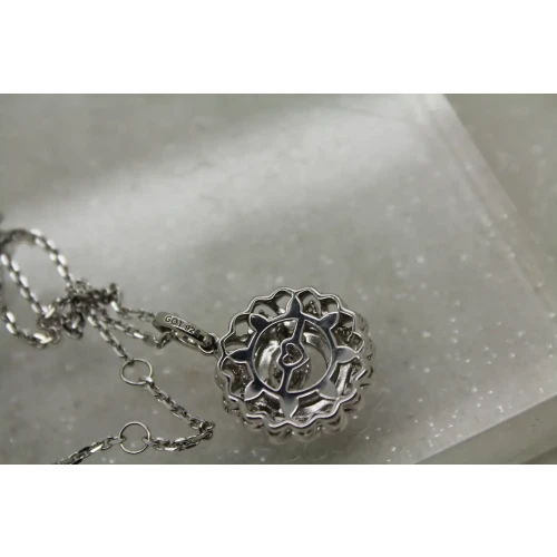 Signed GOT .925 S.S. TWO TONE STONE IN MOTION pendant necklace 18