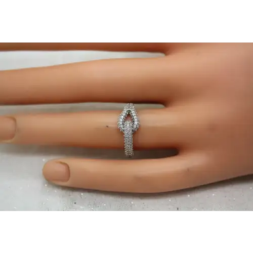 Signed HK 10k W.G. PAVE DIAMOND INTERTWINED LOOP DESIGN ring size 6