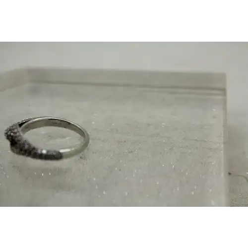 Signed HK 10k W.G. PAVE DIAMOND INTERTWINED LOOP DESIGN ring size 6