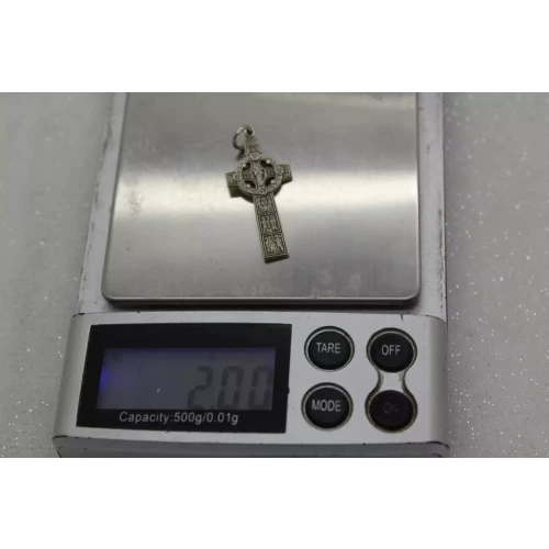 Signed HMH .925 S.S. WAY OF SORROWS IRISH CELTIC CROSS Pendant