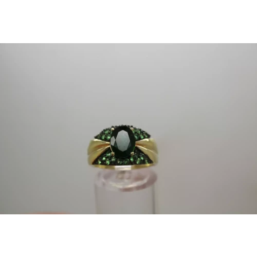 Signed HT 18k over .925 S.S. CHROME DIOPSIDE TSAVORITE size 7.75