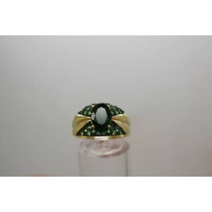 Signed HT 18k over .925 S.S. CHROME DIOPSIDE TSAVORITE size 7.75