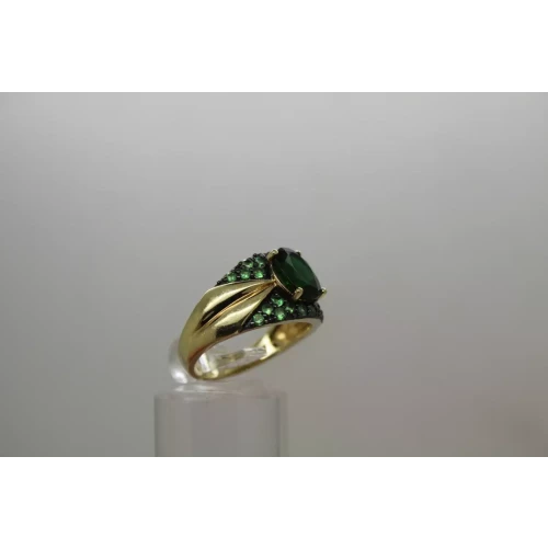 Signed HT 18k over .925 S.S. CHROME DIOPSIDE TSAVORITE size 7.75