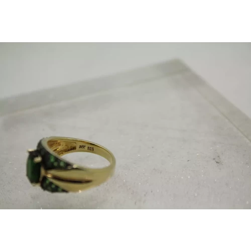 Signed HT 18k over .925 S.S. CHROME DIOPSIDE TSAVORITE size 7.75