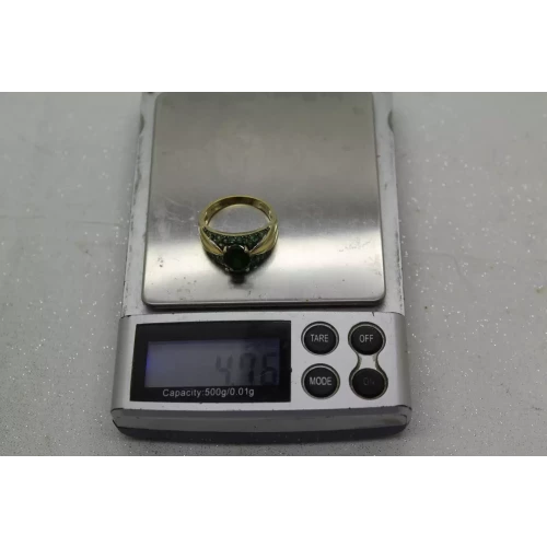 Signed HT 18k over .925 S.S. CHROME DIOPSIDE TSAVORITE size 7.75