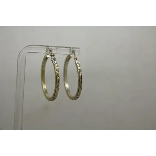 Signed IBB .925 S.S. LASER CUT STAR PATTERN MEDIUM HOOP earrings