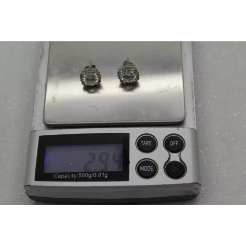 Signed IBB .925 Sterling Silver CZ SQUARE ILLUSION CLUSTER STUD earrings