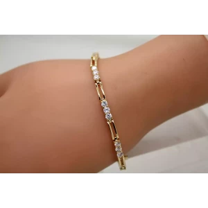 Signed IBB gold over Vermeil .925 S.S. CZ OPEN LINK bracelet 7 1/4