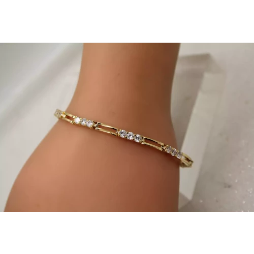 Signed IBB gold over Vermeil .925 S.S. CZ OPEN LINK bracelet 7 1/4