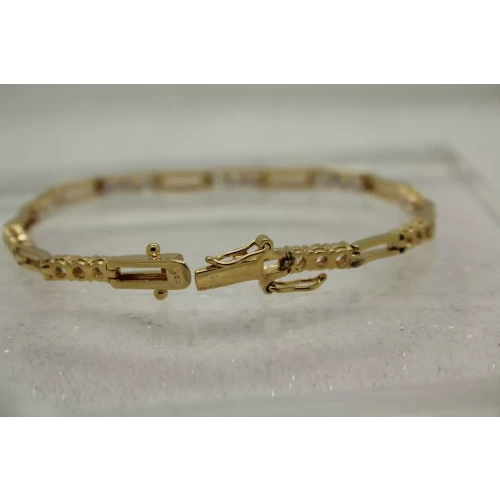 Signed IBB gold over Vermeil .925 S.S. CZ OPEN LINK bracelet 7 1/4