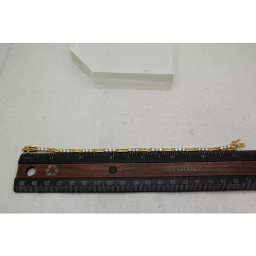 Signed IBB gold over Vermeil .925 S.S. CZ OPEN LINK bracelet 7 1/4