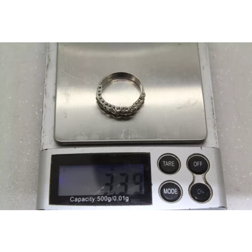 Signed I.G. 14k W.G. RICCIO CHAIN LINK DESIGN BAND ring size 7 (5)