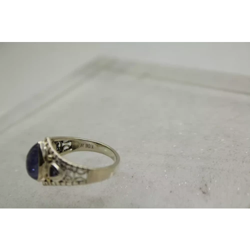 Signed INDIA .925 S.S. 18k TEARDROP TANZANITE FANCY DESIGN size 7
