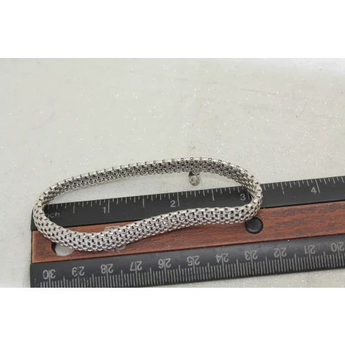Signed ITALY .925 S.S. STRETCH MESH BANGLE bracelet 6 1/2