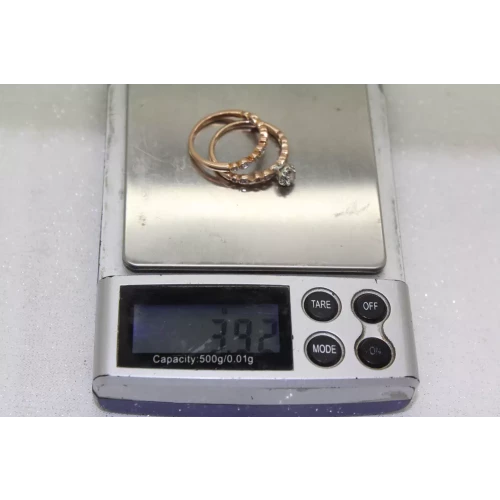 Signed JD 10k Rose Gold .27ctw DIAMOND HALO WEDDING SET size 6.75
