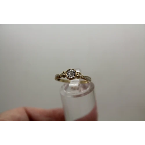 Signed JD 10k Y.G. DIAMOND HEART FANCY BAND PROMISE ring size 7