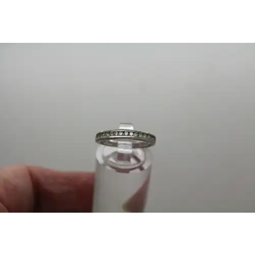 Signed JH .925 S.S. CUBIC ZIRCONIA ANNIVERSARY STYLE band size 6 #