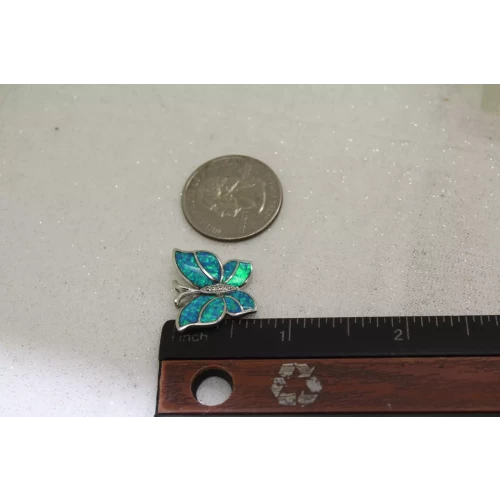 Signed JH .925 S.S. OPAL INLAY BUTTERFLY pendant