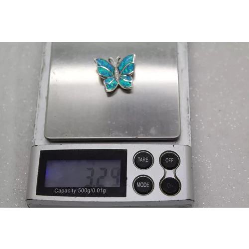 Signed JH .925 S.S. OPAL INLAY BUTTERFLY pendant