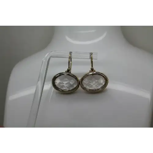 Signed JISIELLI Vermeil .925 S.S. lrg. FACETED QUARTZ DROP DANGLE