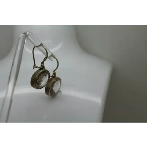 Signed JISIELLI Vermeil .925 S.S. lrg. FACETED QUARTZ DROP DANGLE
