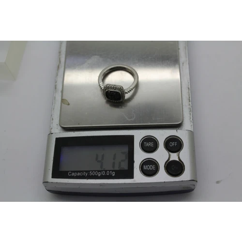 Signed JS .925 S.S. BLUE DIAMOND SPLIT SHANK ring size 7.75 #