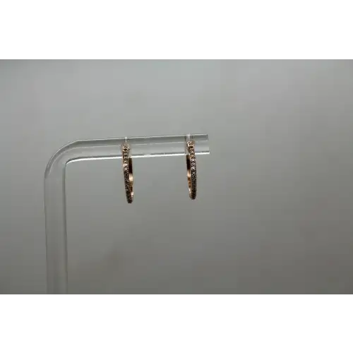 Signed JWBR 10k Rose Gold .18ctw DIAMOND HOOP earrings