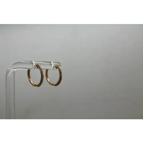 Signed JWBR 10k Rose Gold .18ctw DIAMOND HOOP earrings (2)