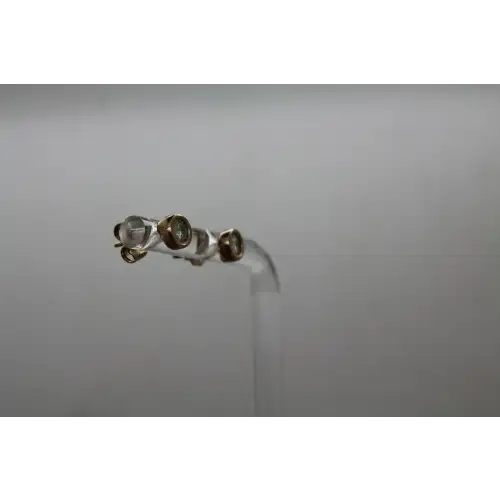 Signed JX 10k Y.G. .20ctw DIAMOND ROUND BEZEL STUD earrings #