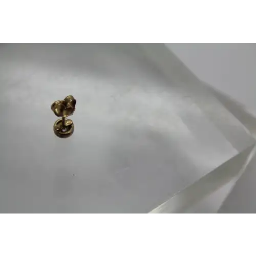 Signed JX 10k Y.G. .20ctw DIAMOND ROUND BEZEL STUD earrings #