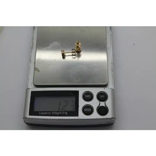 Signed JX 10k Y.G. .20ctw DIAMOND ROUND BEZEL STUD earrings #