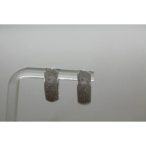 Signed KC .925 S.S. TEXTURED & SHINY DIAMOND acc. HUGGIE HOOPS