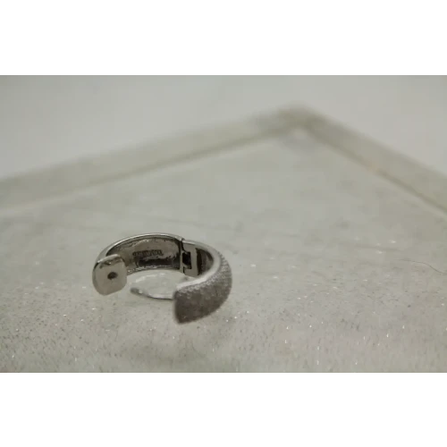 Signed KC .925 S.S. TEXTURED & SHINY DIAMOND acc. HUGGIE HOOPS